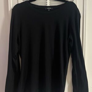 Ambiance 1XL Black Long Sleeve Top Shirt 95% Cotton 5% Spandex Basic Solid